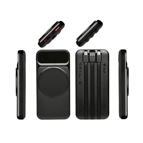 Магнитный беспроводной внешний аккумулятор со встроенными кабелями Мэни,быстаря зарядка, 10000 мАч; - купить необычные сувениры в Воронеже