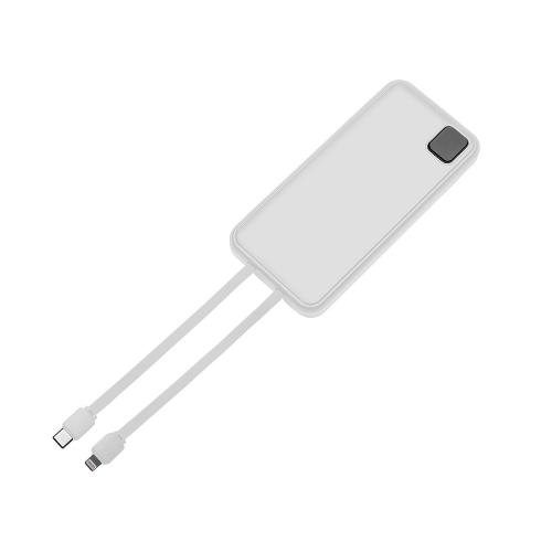 Внешний аккумулятор со встроенными кабелями Фрэйм, 10000мач; - купить именные сувениры в Воронеже