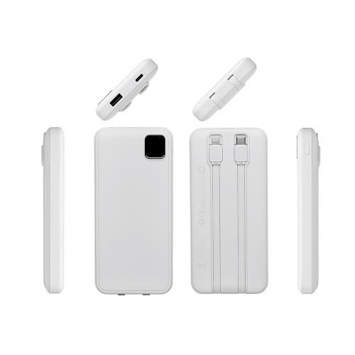 Внешний аккумулятор со встроенными кабелями Фрэйм, 10000мач; - купить необычные сувениры в Воронеже