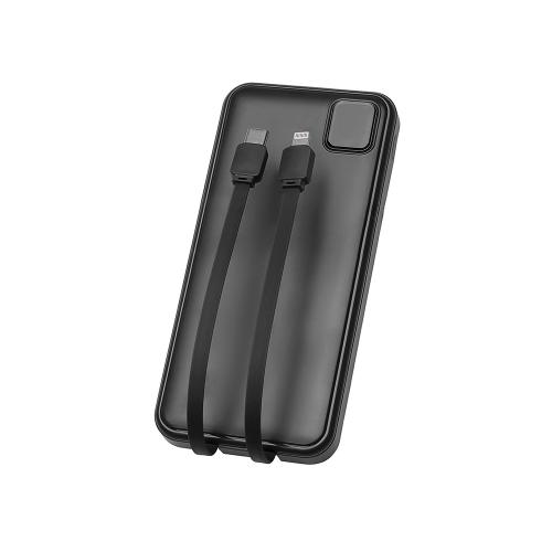 Внешний аккумулятор со встроенными кабелями Фрэйм, 10000мач; - купить подарки с логотипом в Воронеже