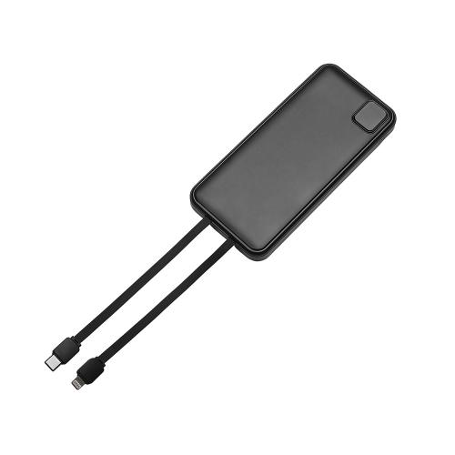 Внешний аккумулятор со встроенными кабелями Фрэйм, 10000мач; - купить именные сувениры в Воронеже