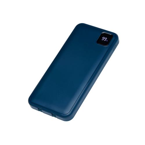 Внешний аккумулятор со встроенными кабелями Фрэйм, 10000мач, темно-синий