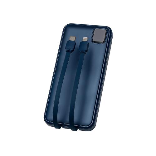 Внешний аккумулятор со встроенными кабелями Фрэйм, 10000мач; - купить подарки с логотипом в Воронеже