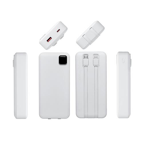 Внешний аккумулятор со встроенными кабелями Фрэйм Про, быстрая зарядка, 20000мач; - купить необычные сувениры в Воронеже