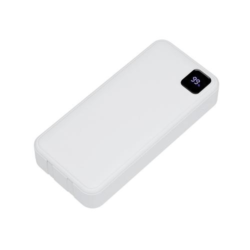 Внешний аккумулятор со встроенными кабелями Фрэйм Про, быстрая зарядка, 20000мач, белый