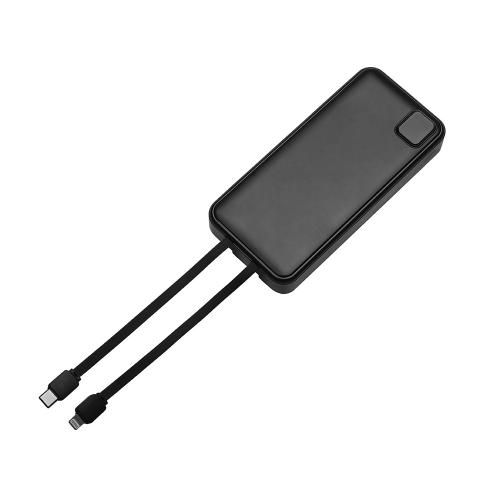 Внешний аккумулятор со встроенными кабелями Фрэйм Про, быстрая зарядка, 20000мач; - купить именные сувениры в Воронеже