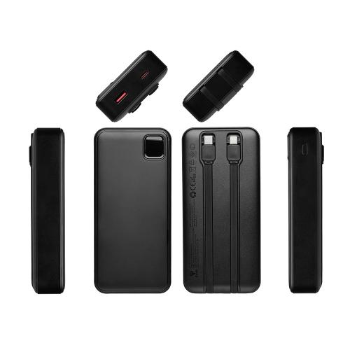 Внешний аккумулятор со встроенными кабелями Фрэйм Про, быстрая зарядка, 20000мач; - купить необычные сувениры в Воронеже