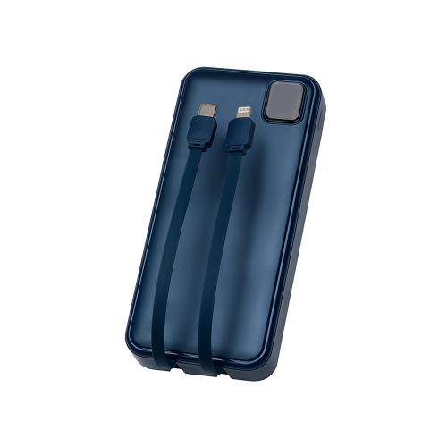 Внешний аккумулятор со встроенными кабелями Фрэйм Про, быстрая зарядка, 20000мач; - купить подарки с логотипом в Воронеже