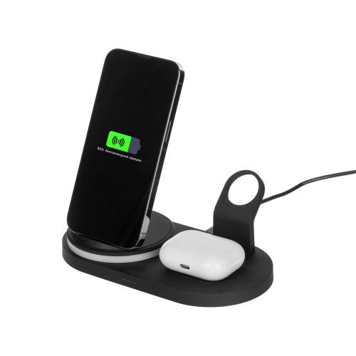 Складная зарядная станция с беспроводной зарядкой Flashport, 15 Вт; - купить подарки с логотипом в Воронеже