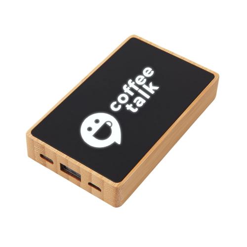 Внешний аккумулятор с подсветкой лого Reedia S2, 5000 mAh, бамбук; - купить бизнесс-сувениры в Воронеже