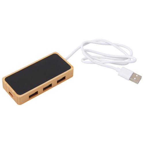 USB хаб с подсветкой лого Reedia S5, 3*USB, 1*Type C, бамбук; - купить бизнесс-сувениры в Воронеже