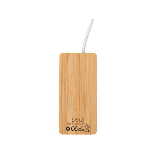 USB хаб с подсветкой лого Reedia S5, 3*USB, 1*Type C, бамбук; - купить подарки с логотипом в Воронеже