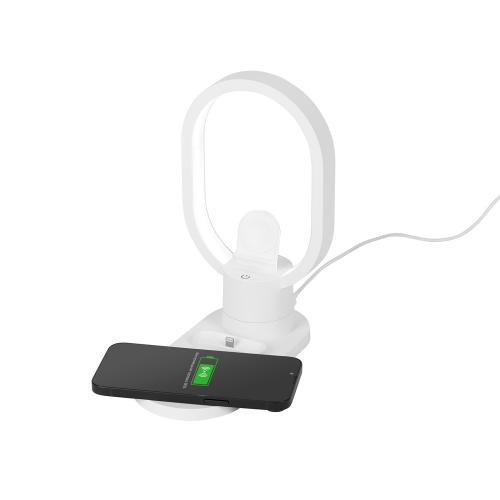 Беспроводная зарядная станция 4-в-1 Portal c лампой, 15 Вт; - купить подарки с логотипом в Воронеже