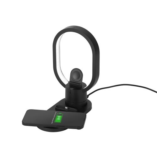 Беспроводная зарядная станция 4-в-1 Portal c лампой, 15 Вт; - купить подарки с логотипом в Воронеже