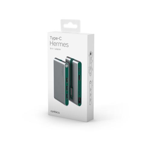 Хаб USB Rombica Type-C Hermes Green; - купить подарки с логотипом в Воронеже