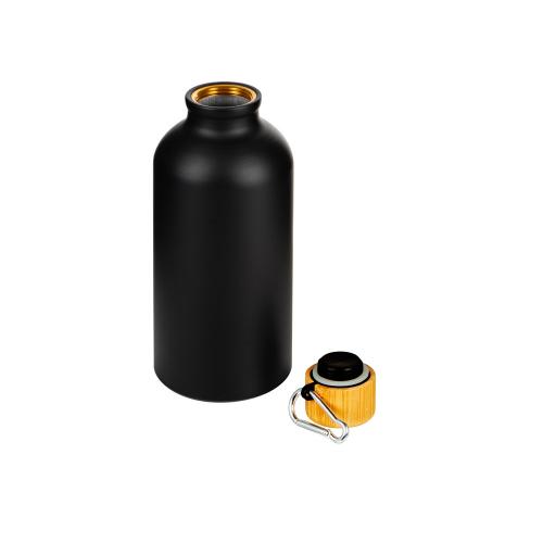 Матовая спортивная бутылка Hip S Bamboo с карабином и объемом 400 мл; - купить необычные подарки в Воронеже