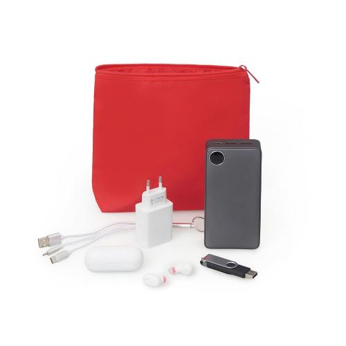 Органайзер для электроники и проводов Amalia из полиэстера 300D с подкладкой, красный