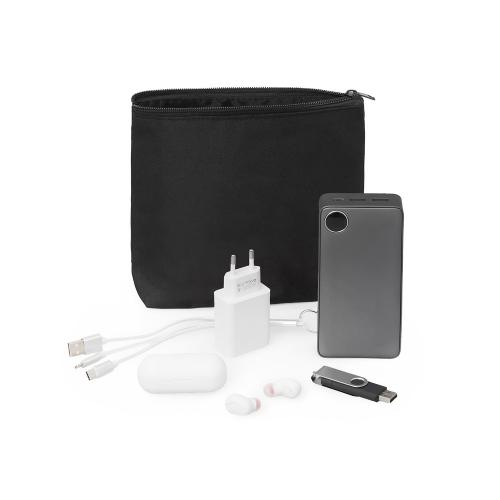 Органайзер для электроники и проводов Amalia из полиэстера 300D с подкладкой, черный