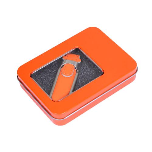 Металлическая коробочка G04 оранжевого цвета с прозрачным окошком; - купить бизнесс-сувениры в Воронеже