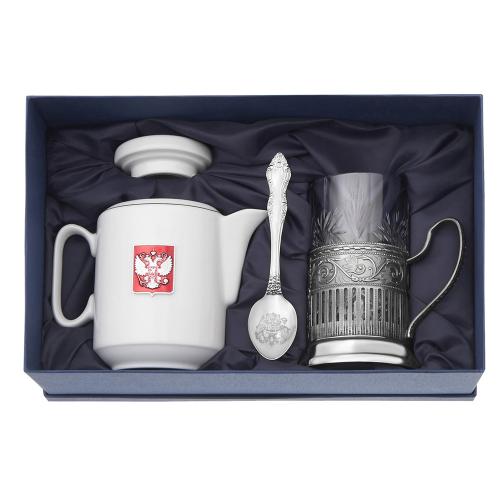 Чайный набор с подстаканником и фарфоровым чайником ЭГОИСТ-М; - купить необычные подарки в Воронеже