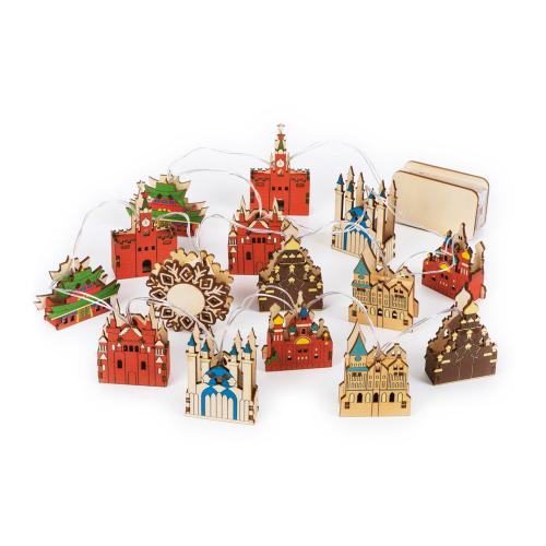 Ёлочная гирлянда с лампами в подарочной коробке Достопримечательности России; - купить необычные подарки в Воронеже