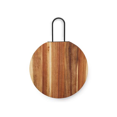 Деревянная круглая доска из акации с металлической ручкой Кира; - купить необычные сувениры в Воронеже