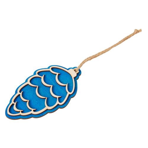 Подвеска шишка с цветной подложкой, синяя подложка