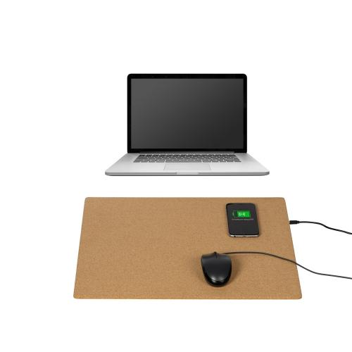 Пробковый коврик для мыши с беспроводной зарядкой Querсus; - купить именные сувениры в Воронеже