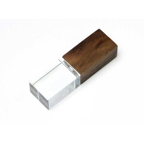 USB-флешка на 16 Гб прямоугольной формы, под гравировку 3D логотипа, материал стекло, с деревянным колпачком красного цвета; - купить бизнесс-сувениры в Воронеже