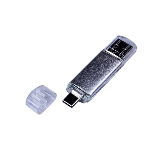 USB-флешка на 32 Гб c двумя дополнительными разъемами MicroUSB и TypeC; - купить именные сувениры в Воронеже