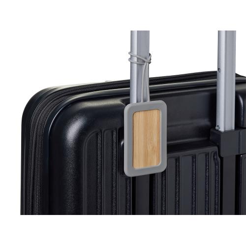 Бамбуковая багажная бирка с силиконовым чехлом Тагу; - купить подарки с логотипом в Воронеже