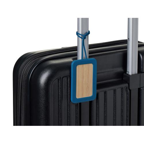 Бамбуковая багажная бирка с силиконовым чехлом Тагу; - купить подарки с логотипом в Воронеже