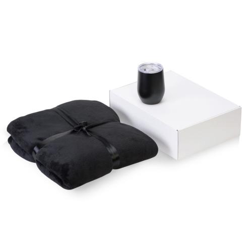 Подарочный набор Dreamy hygge 2.0 с пледом и термокружкой, черный