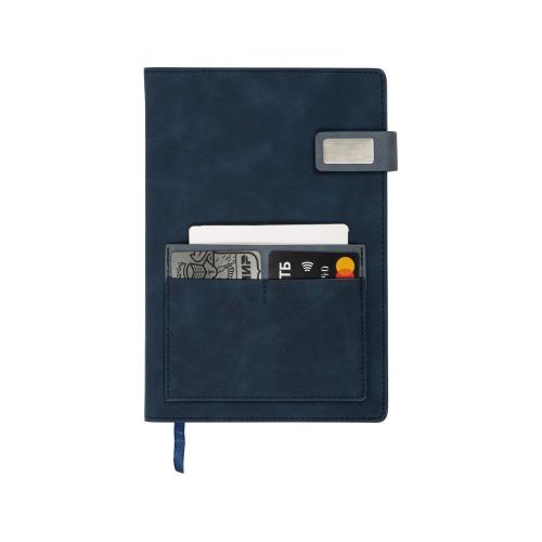 Бизнес блокнот А5 Freya с клапаном и карманом для визиток, твердая обложка, 128 листов; - купить именные сувениры в Воронеже