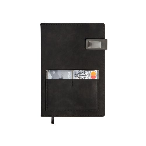 Бизнес блокнот А5 Freya с клапаном и карманом для визиток, твердая обложка, 128 листов; - купить именные сувениры в Воронеже