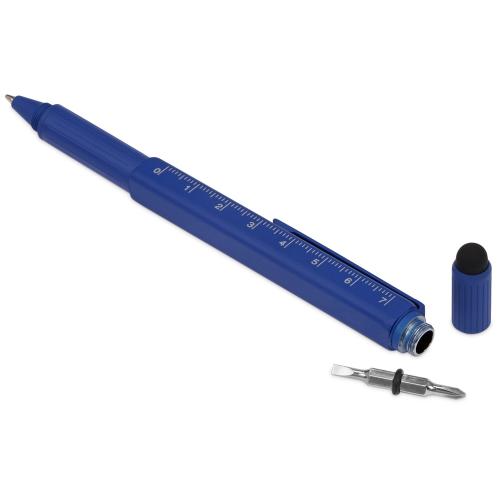 Ручка шариковая металлическая Tool, синий. Встроенный уровень, мини отвертка; - купить необычные подарки в Воронеже