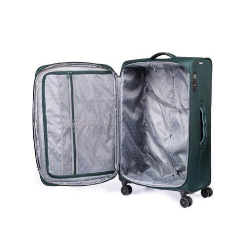 Чемодан TORBER СЕЙД, тёмно-зелёный, нейлон 600D, 48 х 26,5 х 78 см; - купить именные сувениры в Воронеже