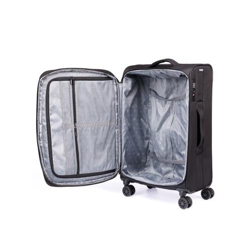 Чемодан TORBER СЕЙД, чёрный, нейлон 600D, 43,5 х 25 х 68 см; - купить именные сувениры в Воронеже