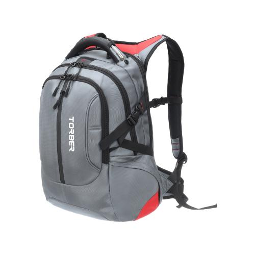 Рюкзак TORBER ДРАЙВ с отделением для ноутбука 15, серый/красный, полиэстер 1680D, 36x17x50 см; - купить необычные подарки в Воронеже