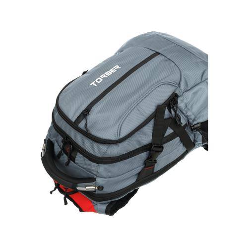 Рюкзак TORBER ДРАЙВ с отделением для ноутбука 15, серый/красный, полиэстер 1680D, 36x17x50 см; - купить подарки с логотипом в Воронеже