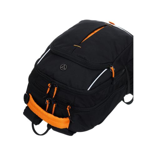 Рюкзак TORBER РАКЕТА черный/оранжевый, полиэстер/добби, 32x15x46 см; - купить подарки с логотипом в Воронеже