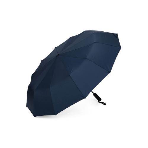 Зонт складной мужской TORBER, автомат, 3 сложения, синий, каркас сталь/файбергласс, эпонж, пластиковая ручка, диаметр 103 см