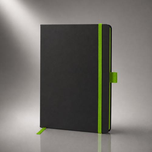 Блокнот ColorNote Black, твердая обложка A5, 80 листов, черный с зеленым яблоком