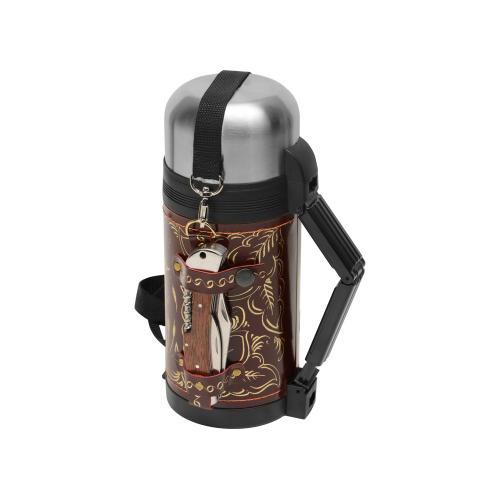 Термос в кожаном чехле, 1,2л; - купить именные сувениры в Воронеже