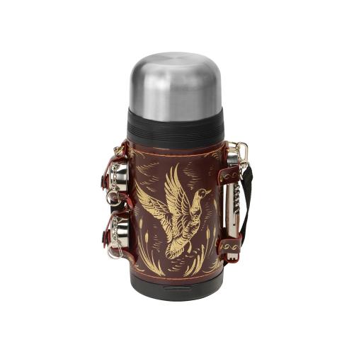 Термос в кожаном чехле, 1,2л; - купить необычные подарки в Воронеже