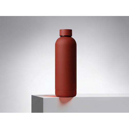 Вакуумная термобутылка Cask Waterline, soft touch, 500 мл, тубус, красный