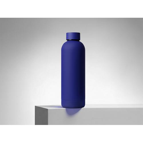 Вакуумная термобутылка Cask Waterline, soft touch, 500 мл, тубус, синий