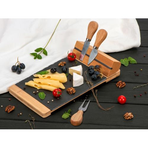 Набор для сыра из сланцевой доски и ножей Bamboo collection Taleggio; - купить необычные сувениры в Воронеже