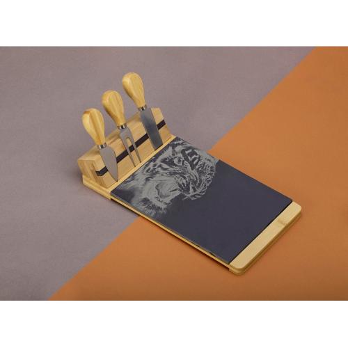 Набор для сыра из сланцевой доски и ножей Bamboo collection Taleggio; - купить именные сувениры в Воронеже