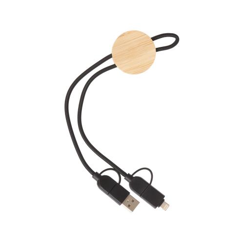 Универсальный зарядный кабель из переработанных ПЭТ и ТПЕ Acalypha, быстрая зарядка 25 Вт; - купить именные сувениры в Воронеже